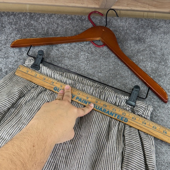 Lisa Bayne Pull On Striped Straight Leg Pants Womens S Gray Tan Mid Rise Linen - Picture 4 of 14